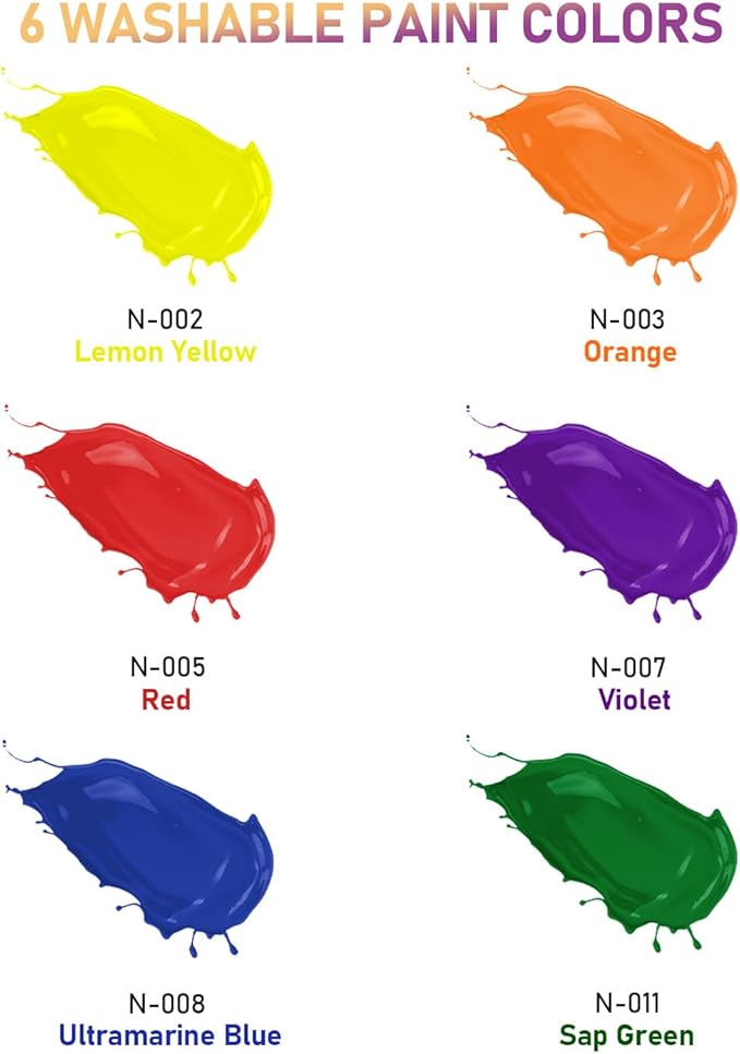 Nicpro 6 Colors Large Washable Paint Set (69 oz, 2040ml), Acrylic Bulk Paint Supplies Non Toxic Children Tempera Paint for Art, Craft DIY, Poster & Finger Paint, School, Home,Classroom
