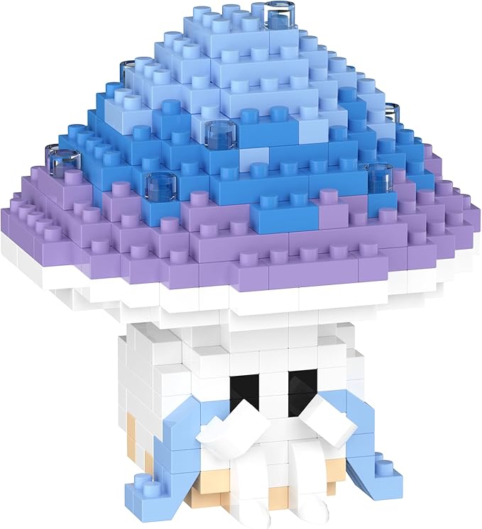 Blue Mushroom Mini Cute Mushroom Animals Building Toy Set Adorable Plant Blocks for Creative Play Bonsai Botanical Collection
