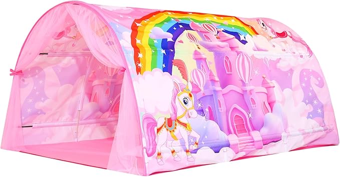 Bed Tent for Kids Lucky Castle Bed Tent Foldable Play House for Children Play Tents for Girls Boys Sleeping Canopy Playhouse