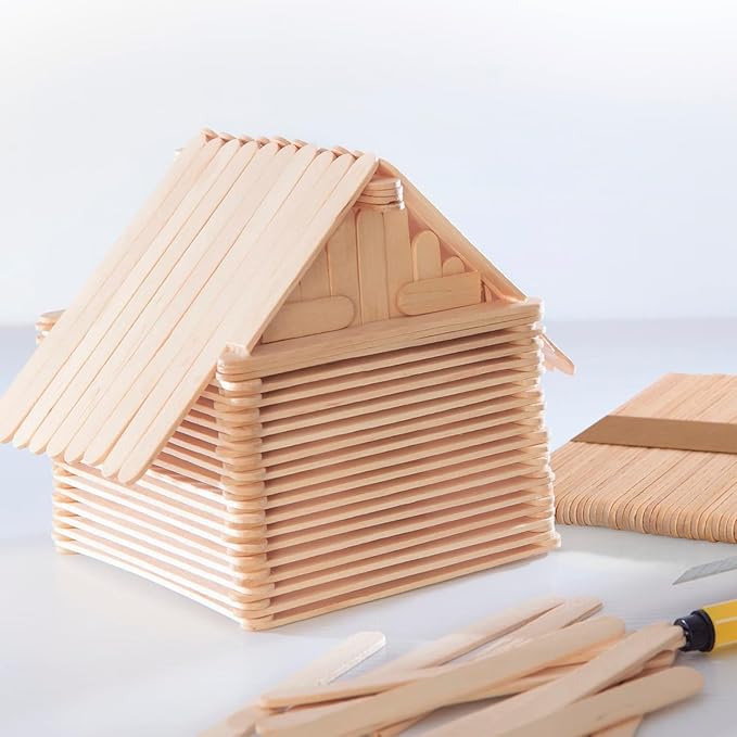Darice 2000 Pcs Popsicle Stick, 4.5" Natural Wood Craft Sticks Supplies, Ice-Cream Stick Pop, Ages 3+