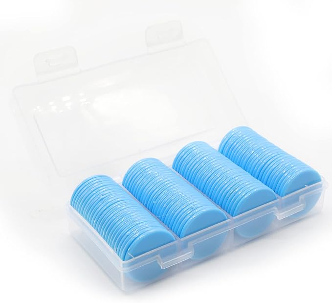 Set of 100 Opaque Plastic Learning Counters Mini Poker Chips Game Tokens with Storage Box (Deepsky Blue, 1.26 Inch)