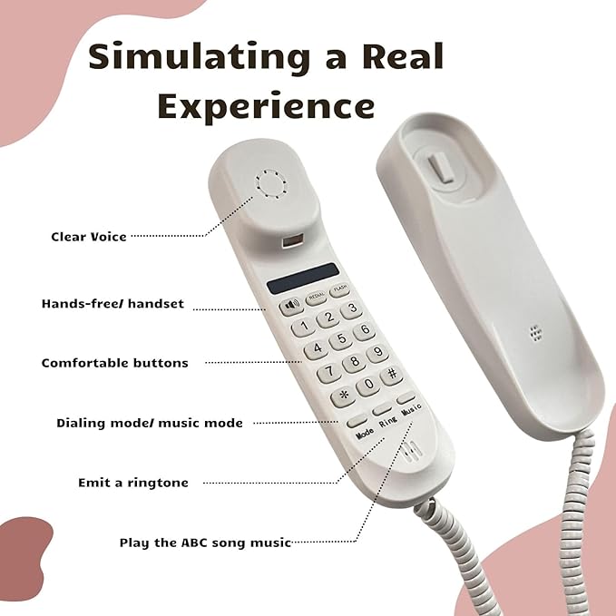 Toy Phone - Busy Board DIY Accessories Parts Items- Playground Playhouse Swing Set Telephone Plastic Pretend Play - Fake Phone with Sound - Telephone with Numeric Key