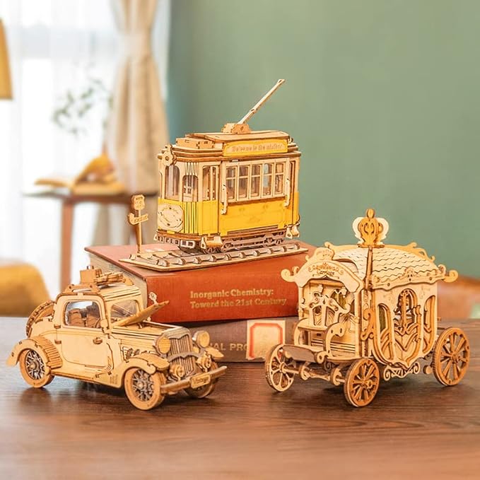 Rowood 3D Puzzles for Adults, Model Car Kits, DIY Wooden Toys Craft Gift on Birthday Christmas for Adult-Vintage Car