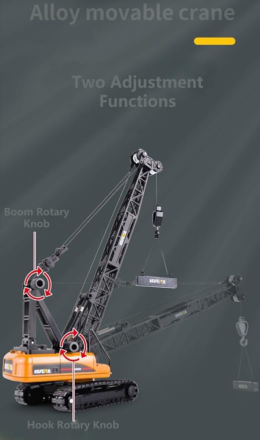 Gemini&Genius Crawler Crane Construction Vehicle Toy Dragline Heavy Duty 1/50 Crane Work Car, Engineering Truck, Site Sandbox Car Toy, Collectible or Decoration for Kids