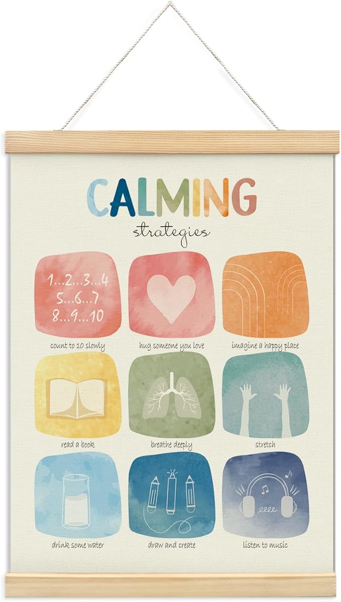 foedor Calming Corner Posters Wall Sign Decor,Calming Corner Items for Kids,Counseling Office Must Haves Poster Hanger Frame, Mental Health Wall Art for Nursery Baby Kids Girl Boy