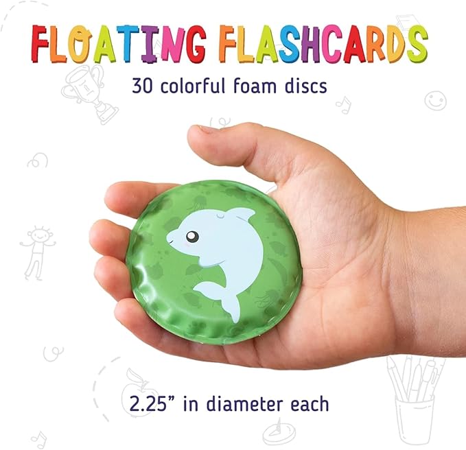 merka Bath Toys Flash Cards - 30-Pack, 2.25-Inch EVA Foam, Multicolor - Baby Bath Toys & Memory Matching Game & Bathtub Flash Cards