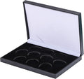 Coin Display Case PU Black Velvet Display Coin Box 45mm Challenge Coin Storage Presentation Box for Commemorative Coins Medals, 10 Slots