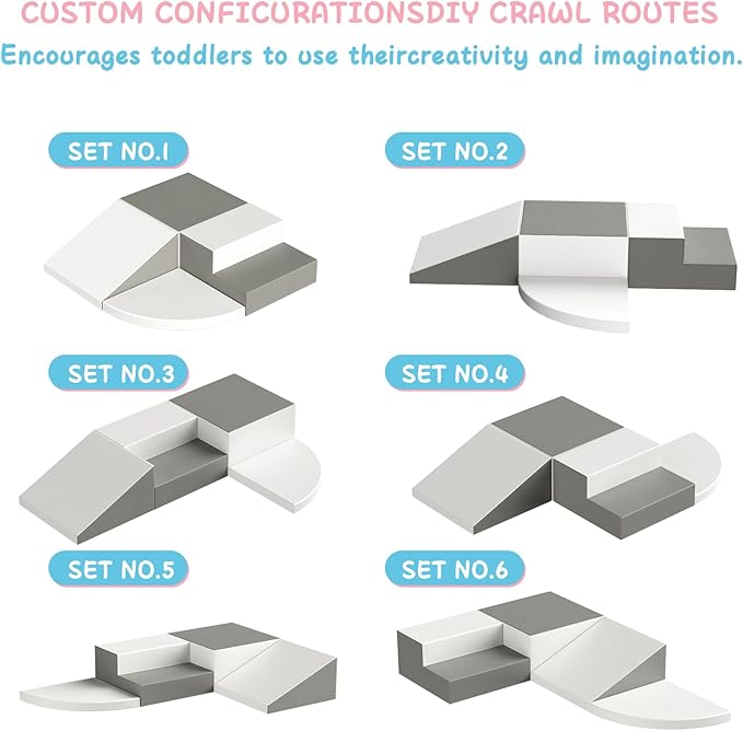 4-Piece Toddler Climbing Toys, Baby Soft Foam Climbing Blocks Set for Indoor Crawling Climbing and Sliding, Modular Play Structures 1-3 Years Old Climber Activity Playground