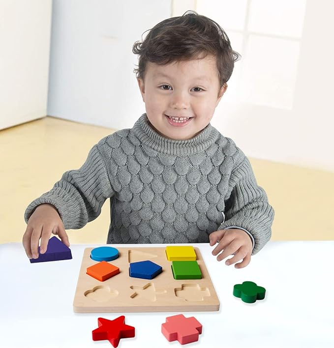 GYBBER&MUMU Preschool Colorful Wooden Shape Puzzle