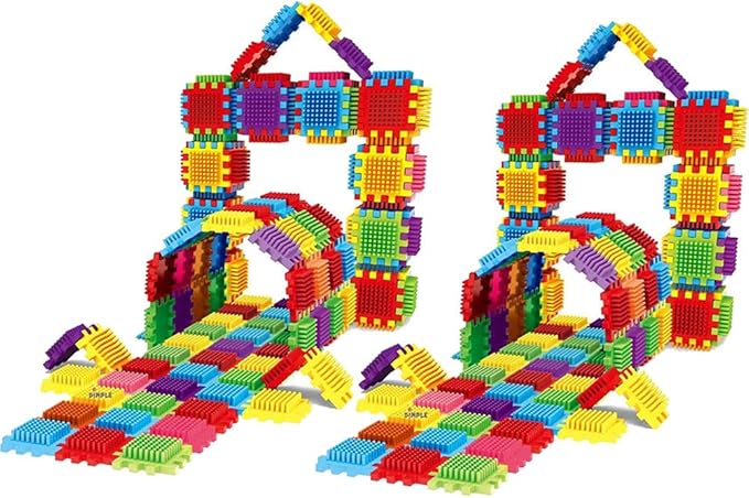 Dimple 2 Sets of 60 Blocks Total 720-Piece Set Large Stacking Blocks and Interconnecting Building Set for Boys & Girls, Great Toy for Child Development for Kids and Toddlers