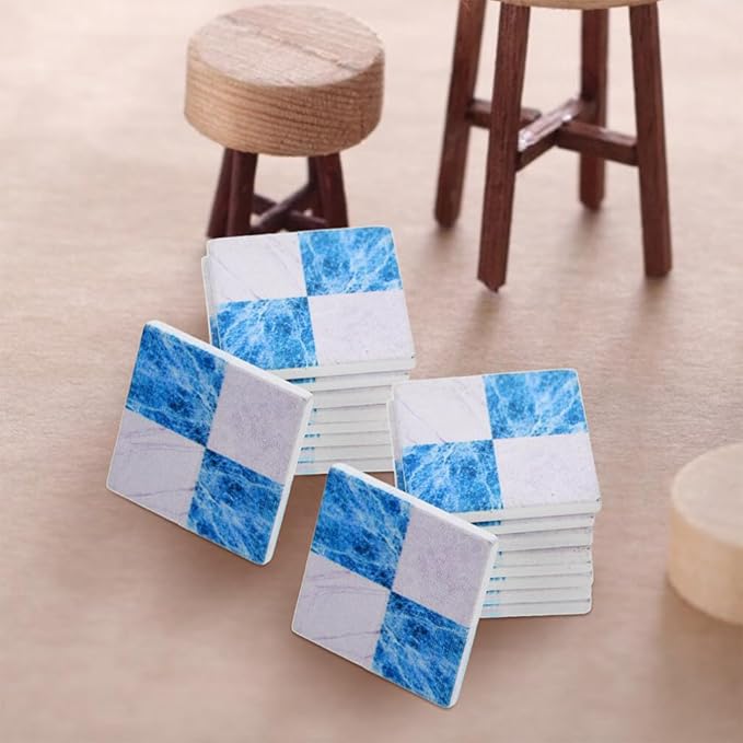 DOITOOL Miniature Dollhouse Flooring Mini Dollhouse Accessories, 27PCS Floor Sheet Wood Flooring Decorations, Doll House Furniture Accessories