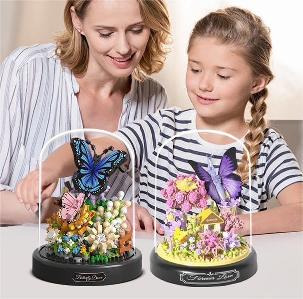 582 PCS Micro Brick Flower Butterfly Bouquet Building Sets, Animals Botanical Collection Blocks Model for Adult Toys,Home Decor and Office Art Creative Gift Women, Mom,Girl - Valentine’s Day Gift