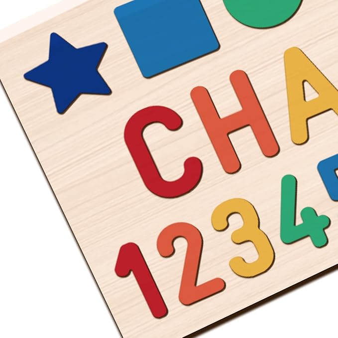 Personalized Baby Name Puzzle | Custom Wooden Baby Toy for Toddlers 1-3 | Montessori Learning Toys for Boys & Girls | Perfect Kids Gift for First Birthdays & Christmas (Number-Shape)