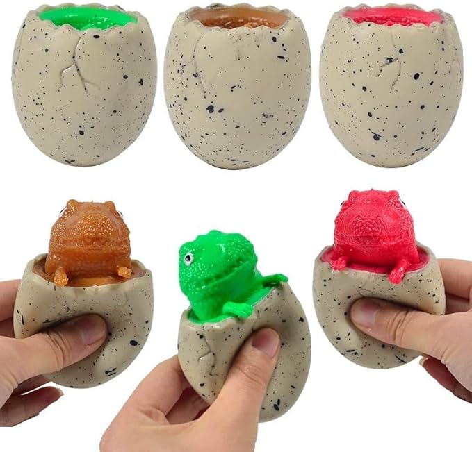 3 PCS Set Squeeze Toys Squishes Toy Decompression Colorful Evil Dinosaur Pop Out Eggs Squeeze Toys,Sensory Fidget Toys,Stress Relief for Kids & Adult Tricky Funny Novelty Toy