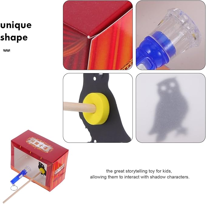 Kisangel 1 Set DIY Chinese Shadow Puppets Kit, Interactive Puppet Theater for Educational Engaging Storytelling Includes Flashlight Accessories