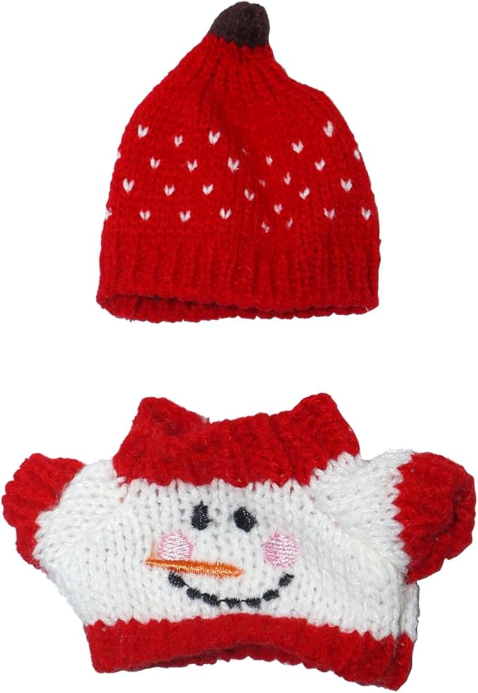 17cm Doll Clothes Christmas Accessories Outfit for 17cm Dolls (NO Doll)(Sweater+Christmas Hat/Scarf)