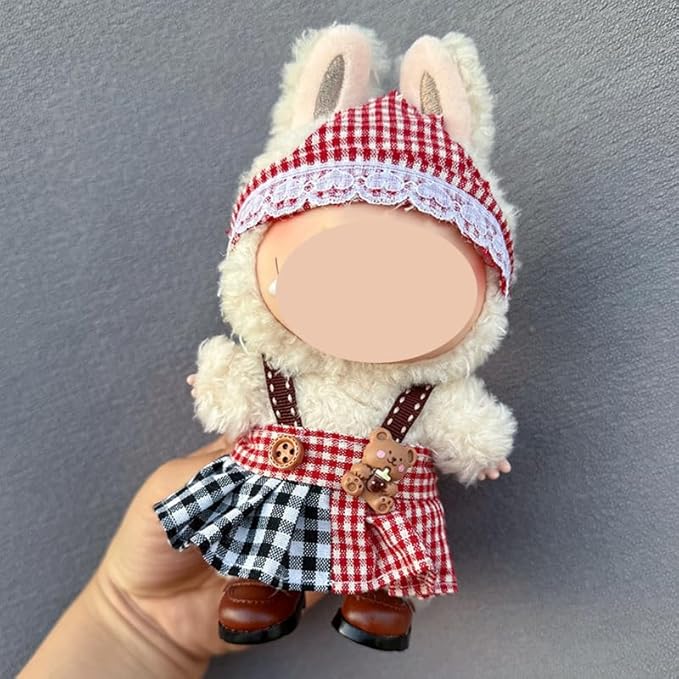Clothes Set Compatible with 17cm Doll, Hat and Overalls Set for 15cm Doll Accessories Suit, Cute Clothe for Dress up Unique Style(RC23)
