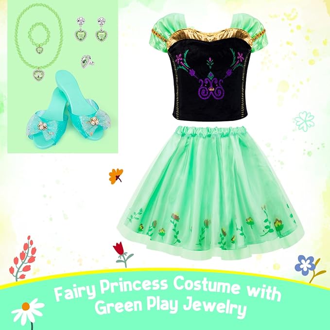 Meland Princess Dress Up for Girls - Dress Up Clothes with Shoes & Skirts, Princess Toys for Toddler Girl 3,4,5,6 Years