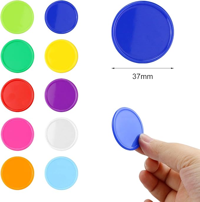 500 Pieces Plastic Poker Chips, Poker Card Game Chips Bulk, Counting Discs Markers for Learning Math Counting, Game Play, 37mm/10 Colors