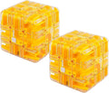 2pcs Large Labyrinth 3D Puzzle Maze Cube,Engaging Brain Teaser Toy,3D Magic Cube Maze Ball Puzzle for Stress Relief & Logic Development (Yellow)