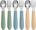 6 Pack Toddler Utensils, Toddler Forks and Spoons Set, Kids Silverware with Silicone Handle, 18/8 Stainless Steel Children Safe Flatware, BPA Free, Dishwasher Safe