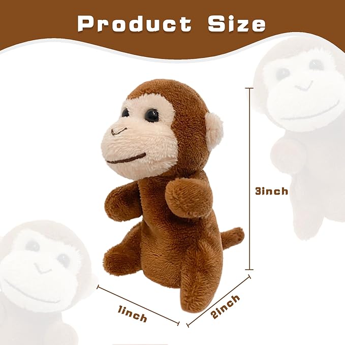 Farm 6pcs Finger Puppets Set, Cute Animal Puppet Mini Hand Puppets Role-Playing Story Animal Soft Plush Toy for Kids Monkey, Fox, Squirrel, Raccoon, Panda, Koala (jungle01)