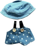 17cm Doll Clothes Set(No Doll), Hat & Overalls Set for 17cm Labubu Suit, Cute Cloth for Dress up Unique Style Dolls Outfit Stylish Clothes for Labubu (Star Denim)