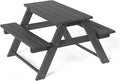 Costaelm Kids Picnic Table, HDPE All Weather Outdoor Toddler Picnic Table and Chair Set Kids Bench for Patio, Backyard, Garden, Lawn, Gray