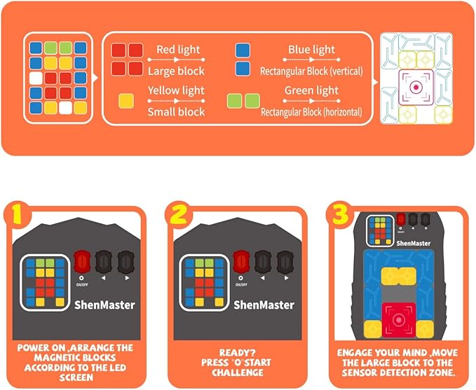 Rechargeable Super Slide Puzzle Game,Klotski Brain Toys for Kids Teens,500+ Challenges 7 Difficulty Levels for Boys&Girls,Portable Travel Games for All Ages,8-12 Gifts idea-White