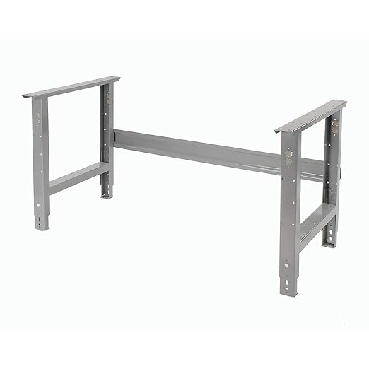 Global Industrial Adjustable Height Workbench, Maple Butcher Block Square Edge, 72"W x 36"D x 29-5/8 to 37-1/4"H, Gray