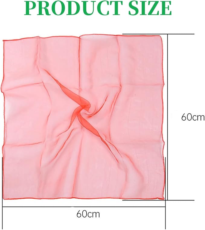 BoAn 12 PCS Dance Juggling Scarves, Silk Square Music Magic Movement Scarves, Children Movement Music Scarf, Colorful Scarves for Kids Play- 12 Colors, 24 by 24 Inches