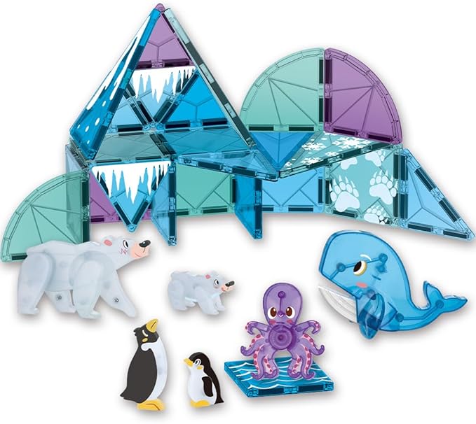 Magnetic Tiles Set Polar Animals Theme Toys, Magnet Tiles Building Blocks Toys for Kids Ages 3+