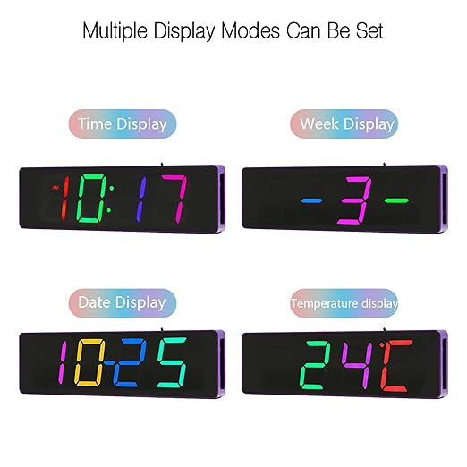 EIELE Soldering Practice Kit 4-Digit RGB Colour LED Digital Clock Kit with colourful case Suitable for students and beginners to solder and learn Adult Electronic Soldering Projects (purple case)