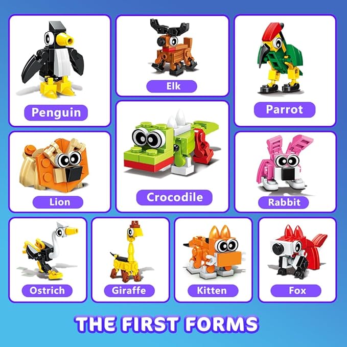 HOGOKIDS 60 Kinds Party Favors for Kids, 20 Pack 3-in-1 Animals Building Block Toy Sets for Goodie Bags Stocking Stuffer Classroom Prizes Birthday Christmas Easter Gifts for Boys Girls Ages 6-12+
