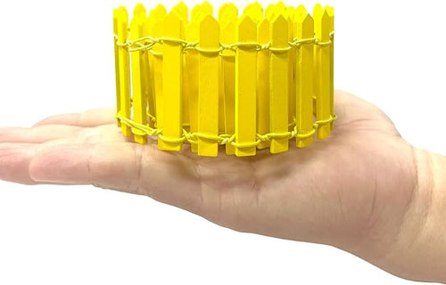 35 Inches Mini Fairy Garden Fence DIY Small Wood Decorative Picket Fence Micro Landscape Miniature Ornaments for Dollhouse, Crafts, Diorama Project, Plant Pot, Yellow