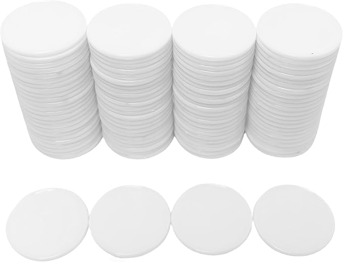 SmartDealsPro Set of 100 1 Inch Opaque Plastic Learning Counters Mini Poker Chips Game Tokens with Storage Box (White)
