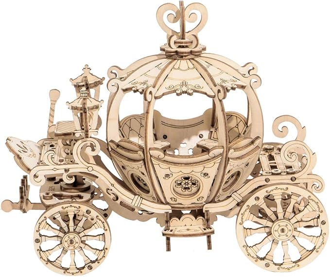 Rowood 3D Puzzles for Adults, Wooden Model Kits for Adult, DIY STEM Toy for Ages 14+ - Pumpkin Cart (182 Pieces)