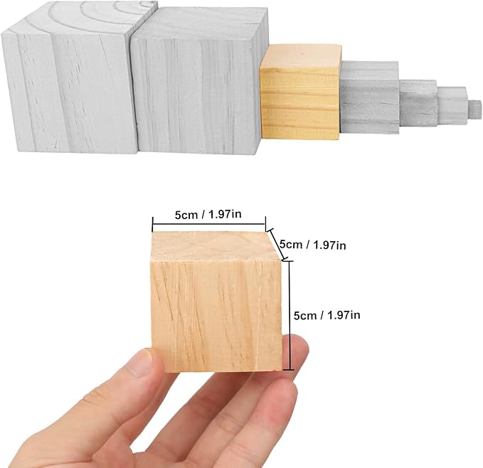 55 PCS Premium 2 Inch Wooden Cubes, Natural Pine Wood Cubes for Crafts, Wood Blocks Ready for Artistic DIY Projects-Unleash Creativity with Blank Wood Blocks