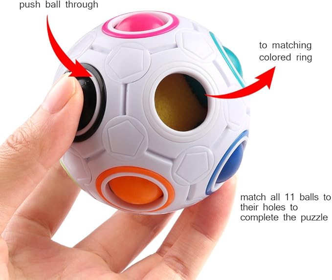 Coogam Rainbow Puzzle Ball Pack with Pouch Color-Matching Game Toy Stress Reliever Magic Ball Brain Teaser for Kids and Adults, Children, Boy, Girl Holiday Set of 2