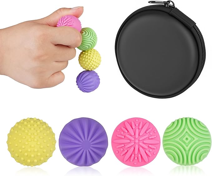 Magnetic Balls Fidget Toys,4Pcs Silicone Magnetic Balls,Magnet Stress Relief Toys,Silicone Desk Fidgets Toys for Office,Sensory Fidget Ball Toy for Adults, Teens with ADHD,Anxiety (Light-Color, 4)