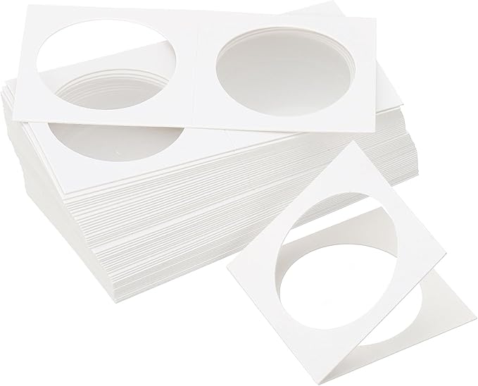 PATIKIL 2x2 Coin Flips, 350 Pack 40mm Cardboard Coin Holder Paper Coin Holders for Coin Collection Supplies Collector, White
