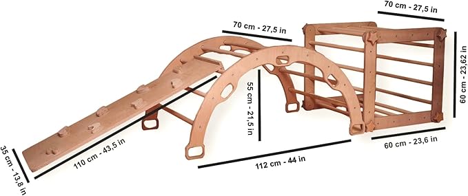 Montessori Climbing Cube and Triangle for Kids | Foldable Climbing Set | Indoor Activity Cube | Climbing Set with Cube and Triangle for Toddler | Foldable Wooden Jungle Gym (CUBE+ARCH+RAMP L)