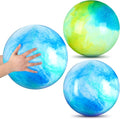 Deekin 2 Pcs 15 Inch 18 Inch Marbleized Bouncy Balls Large Inflatable Rubber Sensory Ball for Playground Outdoor Water(15 Inches,Blue and Green)