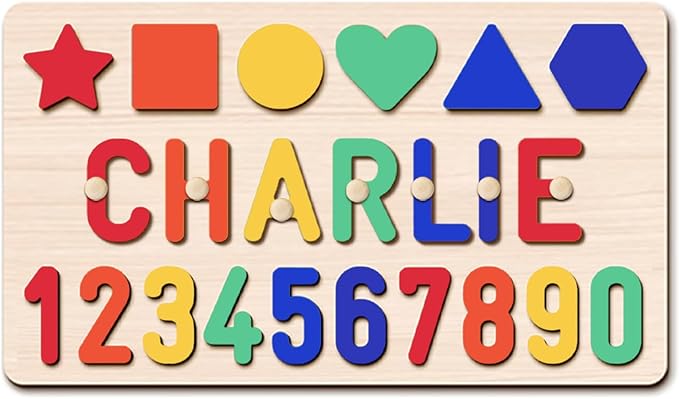 Name Puzzle for Kids Personalized, Custom Baby Boy Girl First Christmas Birthday Gift, Montessori Learning Toddler Puzzle Toy