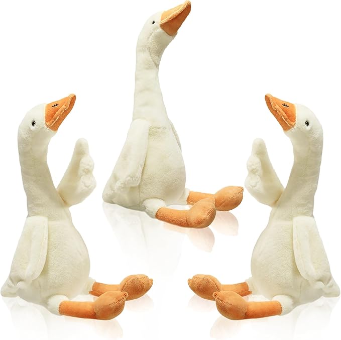 Sosation 3 Pieces 23.6'' Silly Goose Plush Stuffed Animal Toy, Swan Stuffed Animal, White Fluffy Cute Goose Funny Duck Plush Swan Toys Gifts for Home Birthday Favor