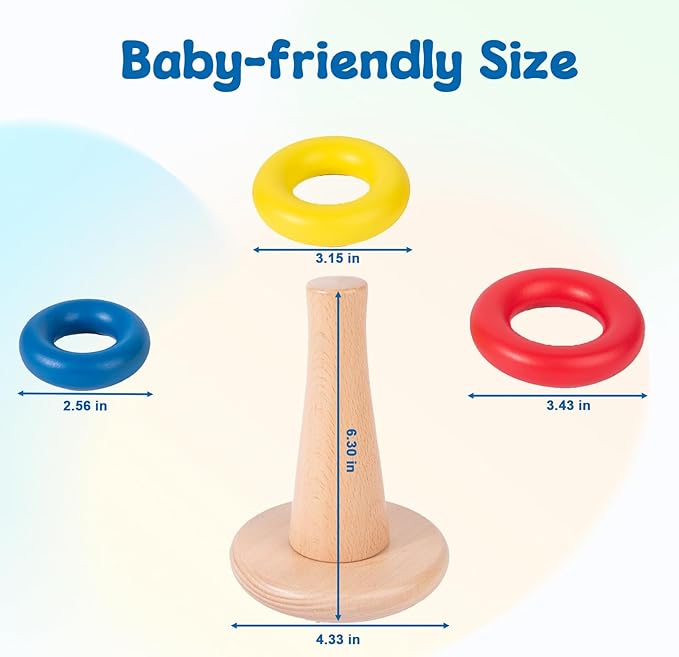 Adena Montessori Baby Toys for 6-12months Rocking Stacker Designed for Toddlers