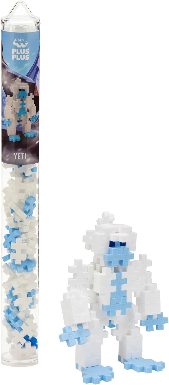 PLUS PLUS 3D Puzzle Building Block Set, 70 Mini Interlocking Pieces, Fun Holiday Activities for Kids - Yeti Mini Maker Tube