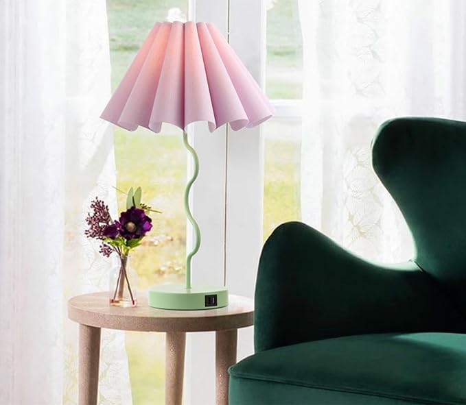 Table Lamps for Bedroom Modern Single Table Lamp for Night Stands Beside Lamps Living Room End Table Lamp (Green)