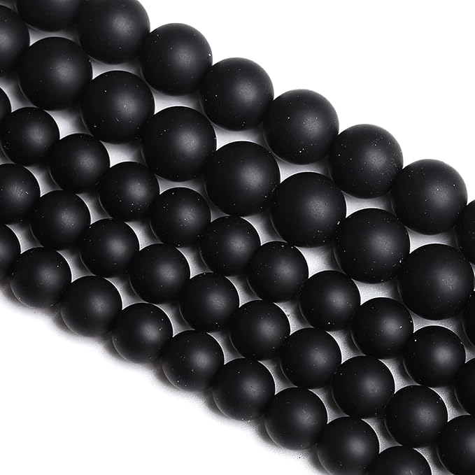 10MM 38PCS Natural Stone Matte Black Agate Loose Beads for Jewelry Making DIY Bracelet Necklace