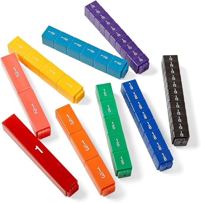 hand2mind Rainbow Fraction Tower Cubes, Fraction Equivalency, Montessori Math Blocks Materials for Kids, Math Manipulatives 4th Grade, Elementary Teacher Must Haves (Set of 51)